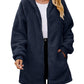 Fuzzy Pocketed Zip Up Long Sleeve Hooded Jacket