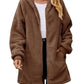 Fuzzy Pocketed Zip Up Long Sleeve Hooded Jacket