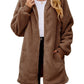 Fuzzy Pocketed Zip Up Long Sleeve Hooded Jacket