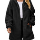 Fuzzy Pocketed Zip Up Long Sleeve Hooded Jacket