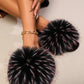 Fuzzy Open Toe Flat Sandals