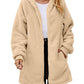 Fuzzy Pocketed Zip Up Long Sleeve Hooded Jacket